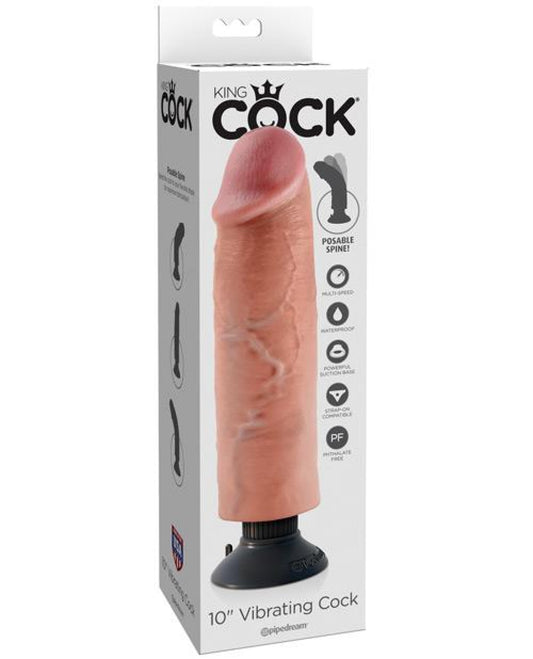 King Cock 10" Vibrating Cock - Flesh Pipedream® 500