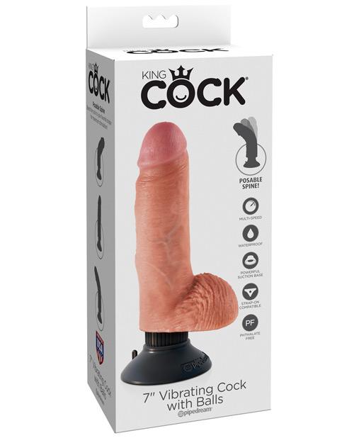 King Cock 7" Vibrating Cock W-balls - Flesh Pipedream®