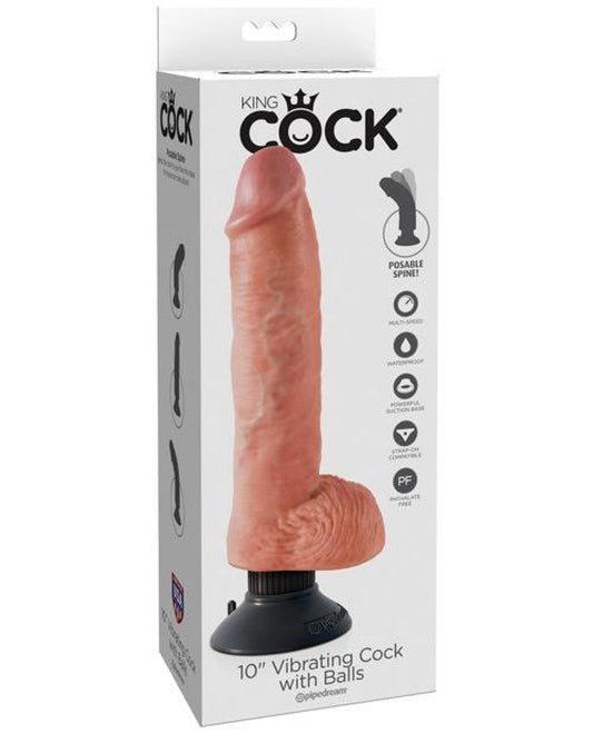 "King Cock 10"" Vibrating Cock W/balls" Pipedream® 500