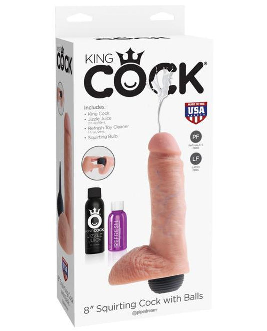 "King Cock 8"" Squirting Cock W/balls" Pipedream® 500