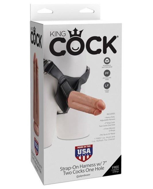 "King Cock Strap-on Harness W/7"" Two Cocks One Hole" Pipedream® 1657