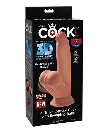 King Cock Plus 7" Triple Density Cock W-swinging Balls - Tan King Cock®