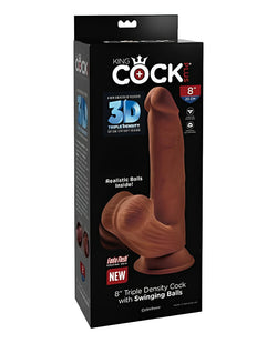 King Cock Plus 8" Triple Density Cock W-swinging Balls - Brown King Cock®