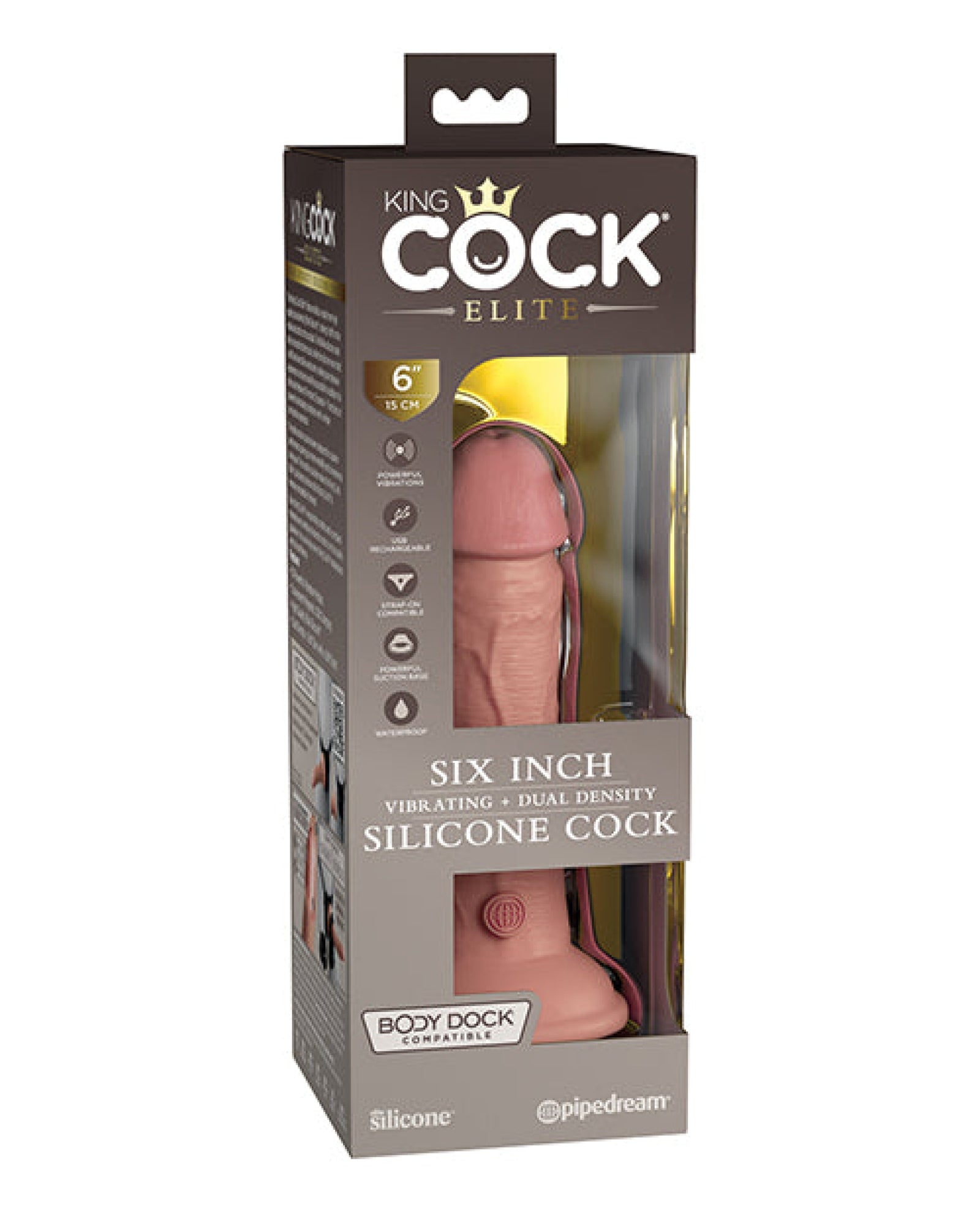 King Cock Elite 6" Dual Density Vibrating Silicone Cock Pipedream®