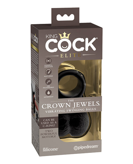 King Cock Elite The Crown Jewels Vibrating Swinging Balls - Black King Cock® 1657