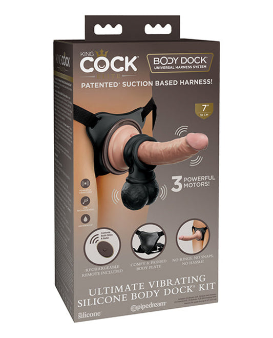 King Cock Elite Ultimate Vibrating Silicone Body Dock Kit W-remote King Cock® 1657