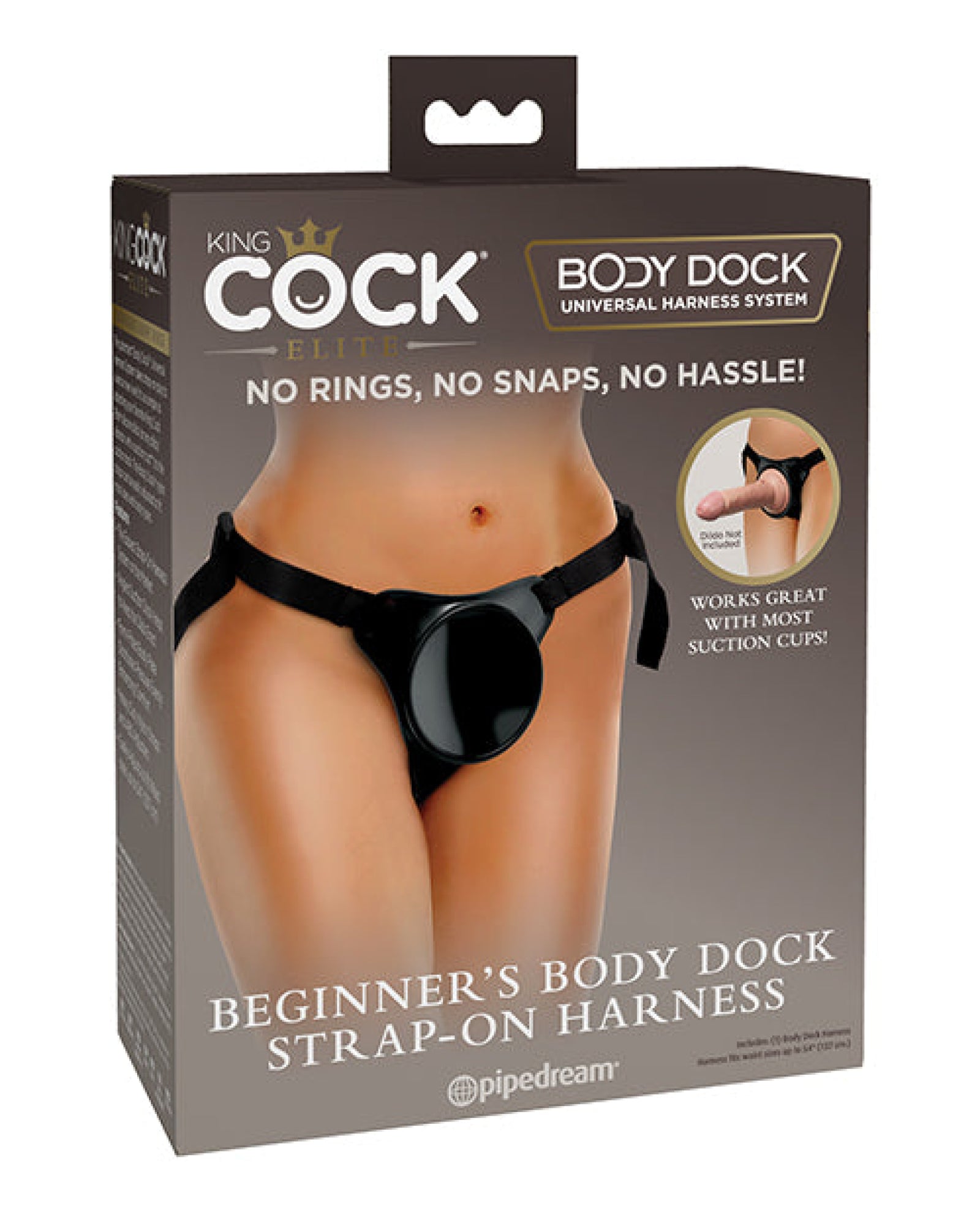 King Cock Elite Beginner's Body Dock Strap On Harness - Black King Cock®