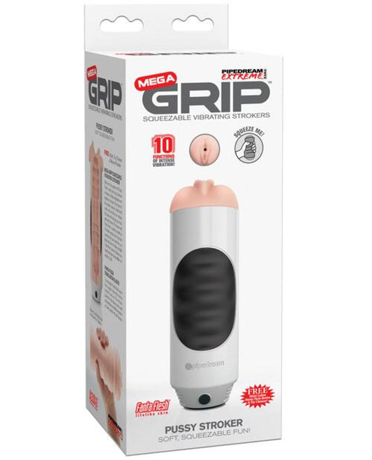 Pipedream Extreme Toyz Mega Grip Squeezable Vibrating Strokers - Pussy Pipedream Products 500