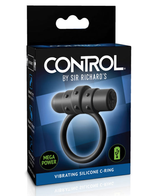 Sir Richards Control Vibrating Silicone C-ring - Black Pipedream® 1657