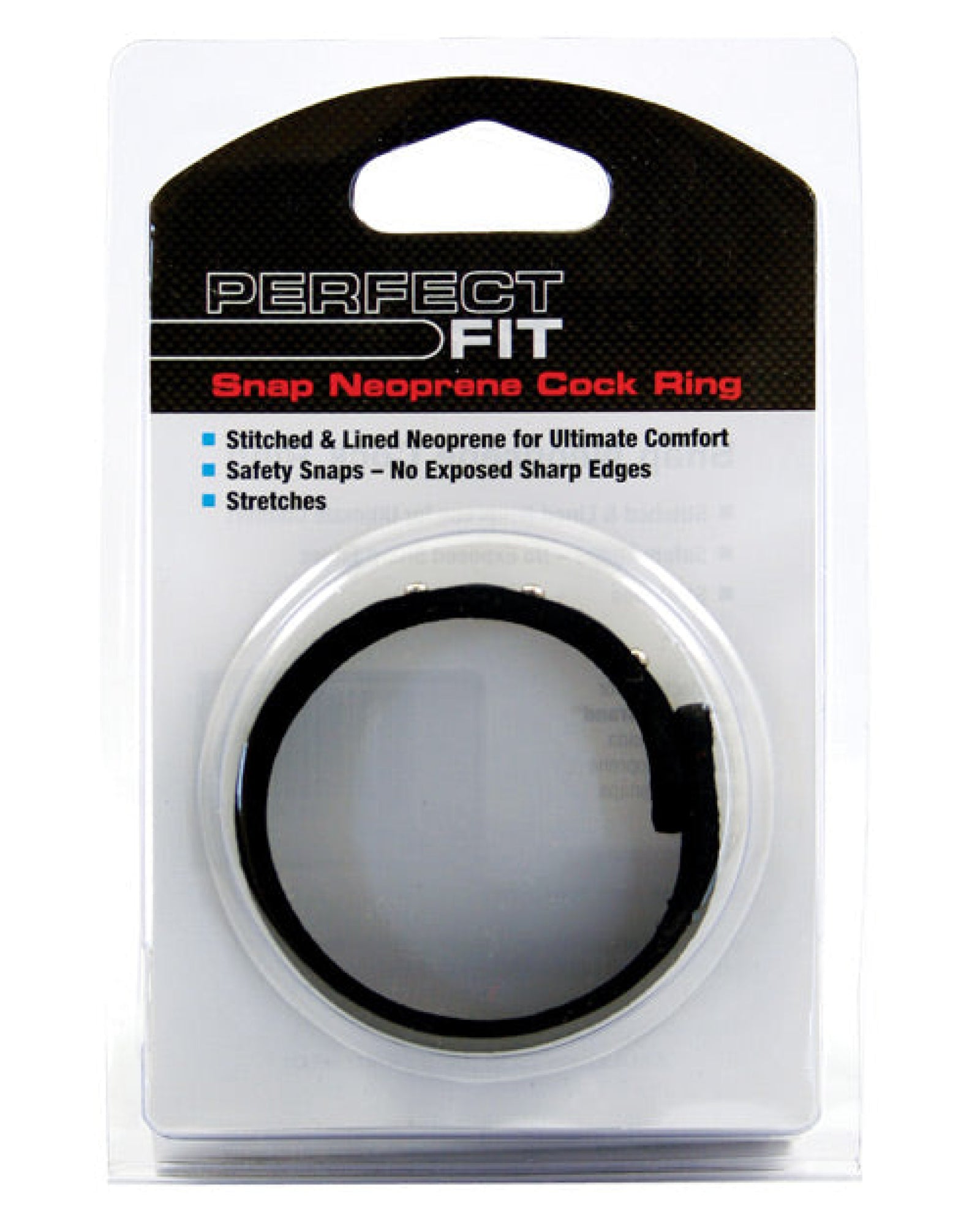 Perfect Fit Neoprene Snap Cock Ring - Black Perfect Fit
