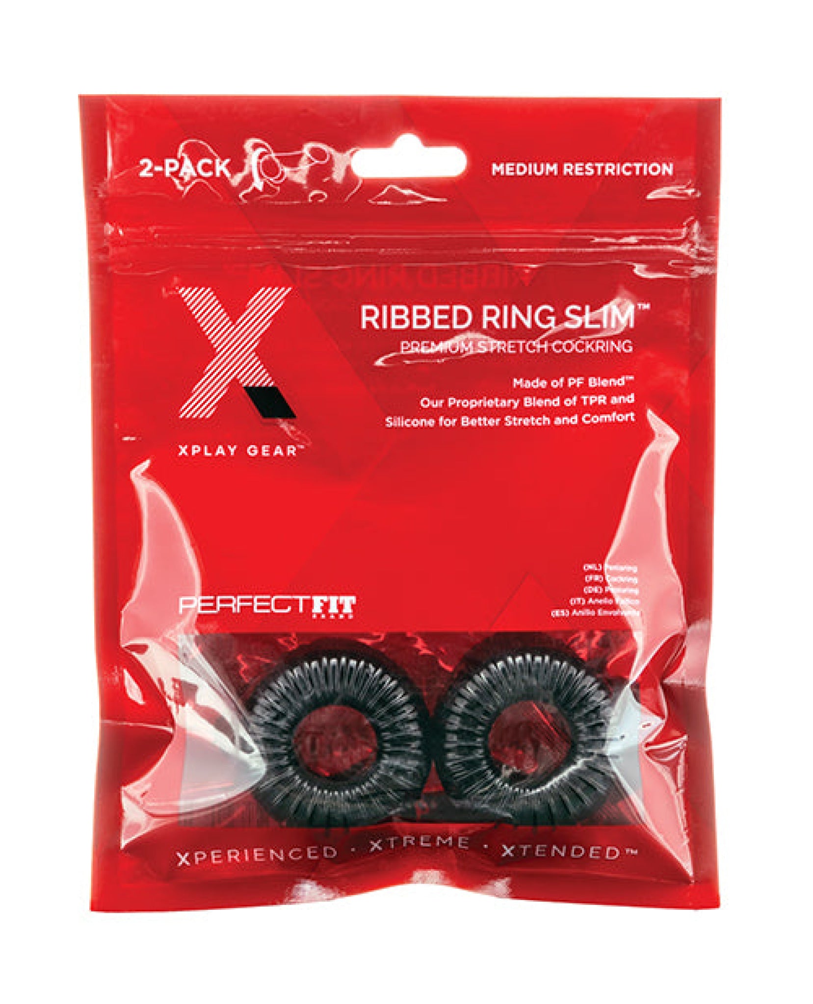 Xplay Gear Mixed Pack Ribbed Ring And Ribbed Ring Slim - Black - Pack Of 2 Perfect Fit