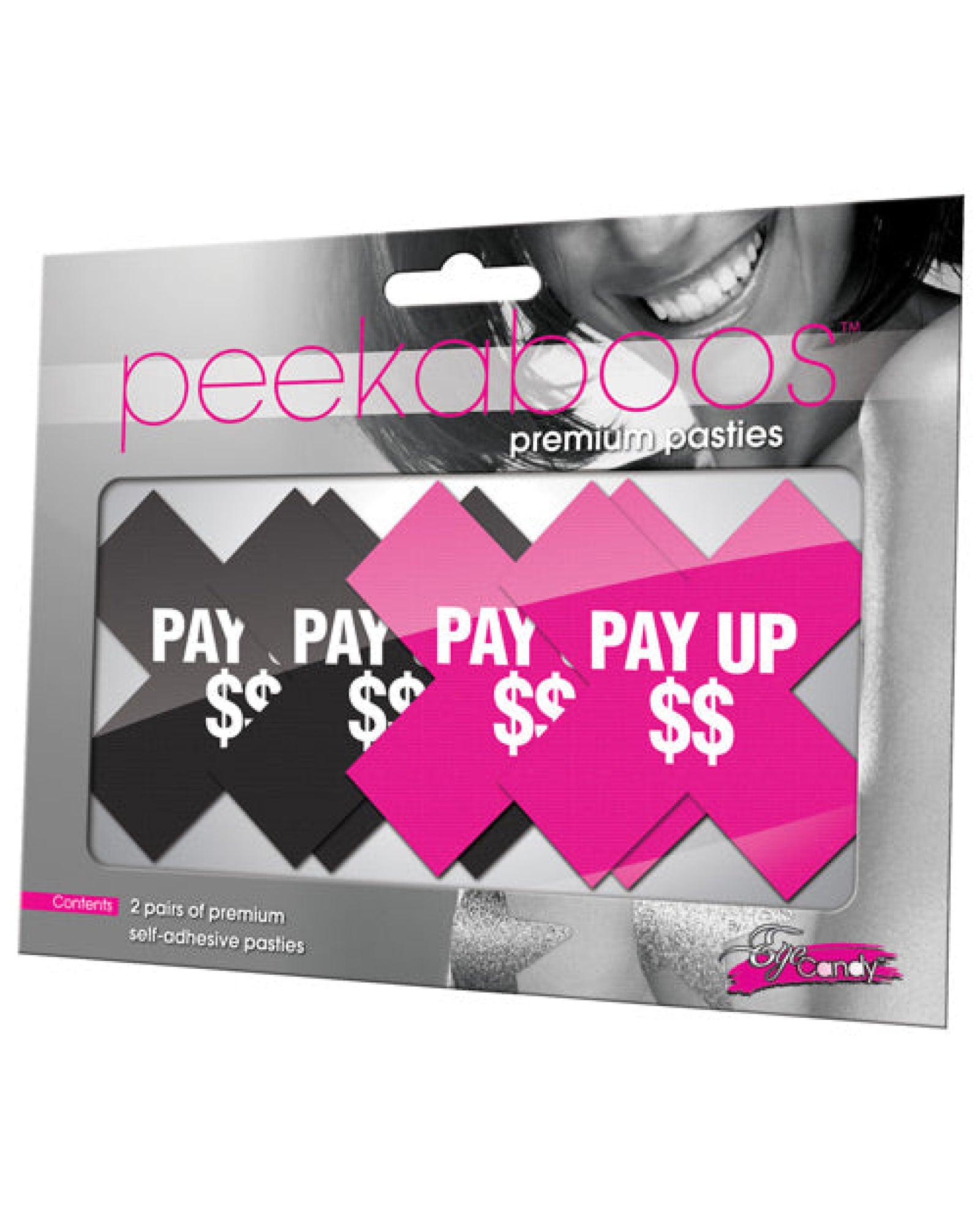 Peekaboos Pay Up Pasties - 2 Pairs 1 Black-1 Pink Xgen
