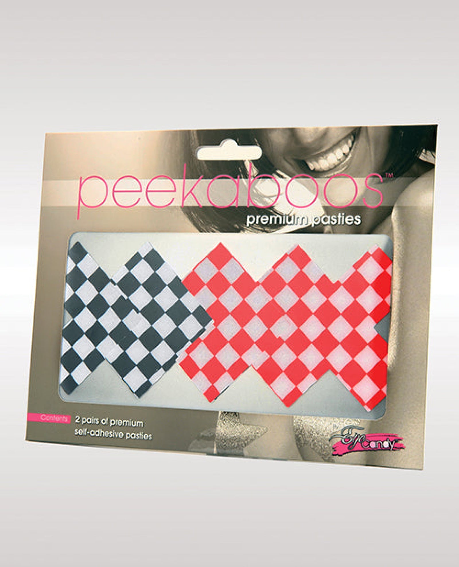 Peekaboos Off The Wall Checkered Pasties - 2 Pairs 1 Black-1 Red Xgen
