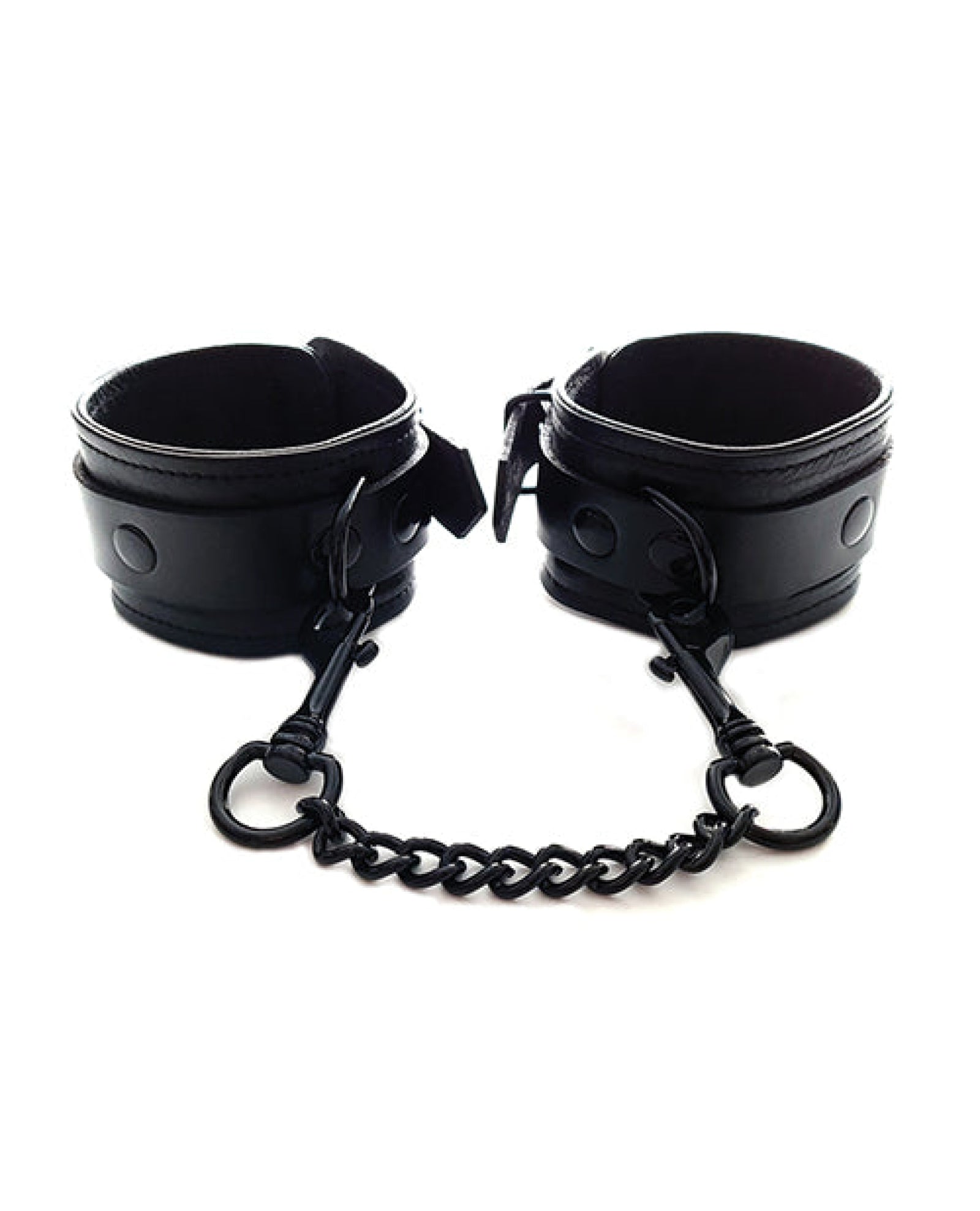 Rouge Leather Ankle Cuffs - Black With Black Rouge