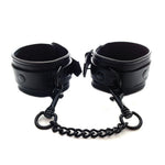 Rouge Leather Wrist Cuffs - Black With Black Rouge