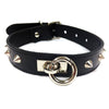 Rouge Leather O Ring Studded Collar - Black Rouge