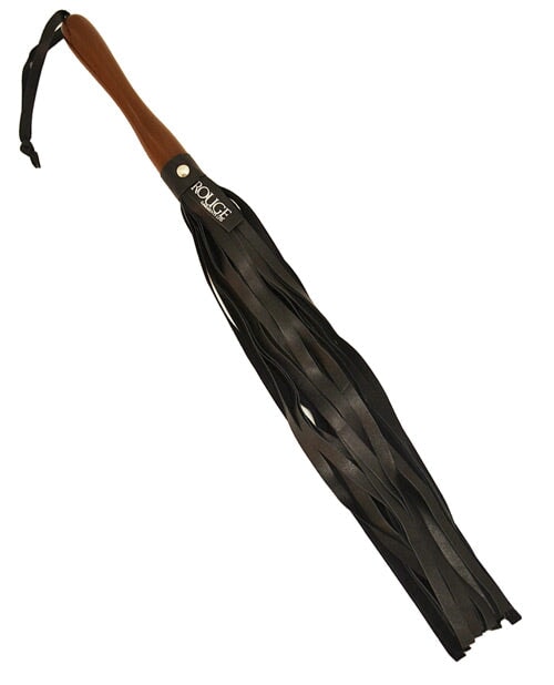 Rouge Leather Flogger W-wooden Handle - Black Rouge 1657