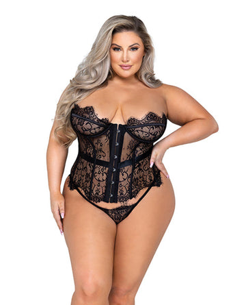 Fantasy Scalloped Eyelash Lace Bustier & Thong Roma Costume