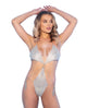 Miami Crystal Mirrored Teddy W/chain Tassel Detail Silver Roma Costume