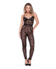 Chantilly Stretch Lace Sleeveless Catsuit W/satin Trim Black Roma Costume