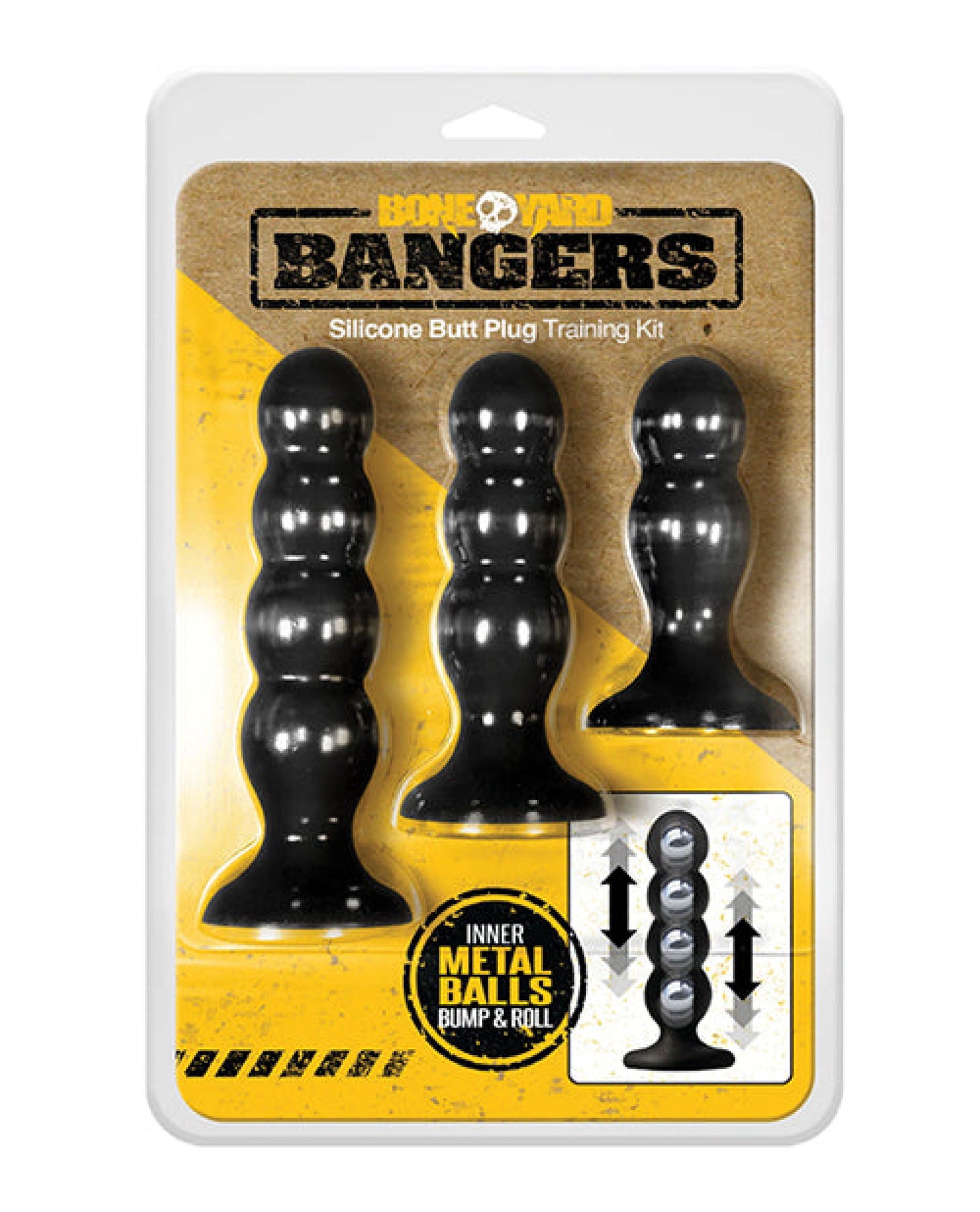 Boneyard Bangers Silicone Butt Plug Training Kit - Black Boneyard