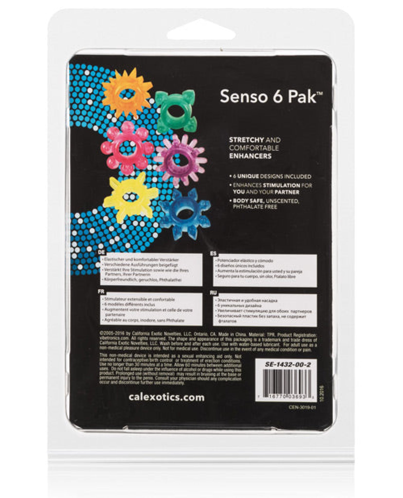 Senso 6 Pack Rings - Assorted Colors California Exotic Novelties