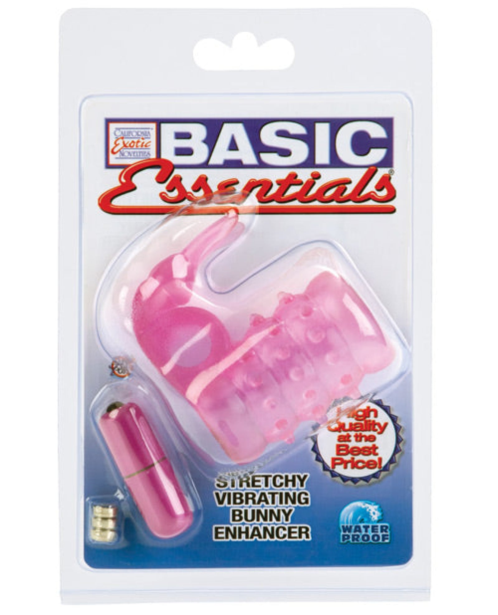 Basic Essentials Stretchy Vibrating Bunny Enhancer - Pink California Exotic Novelties