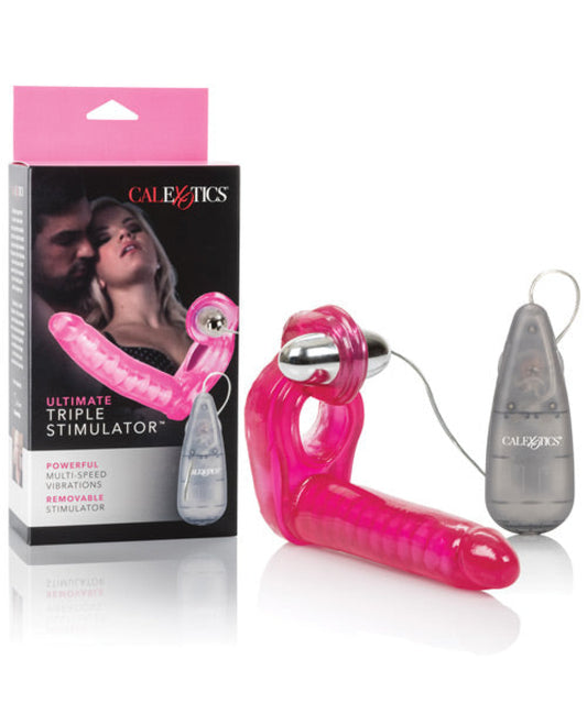 The Ultimate Triple Stimulator Flexible Dong W-cock Ring - Pink California Exotic Novelties 500