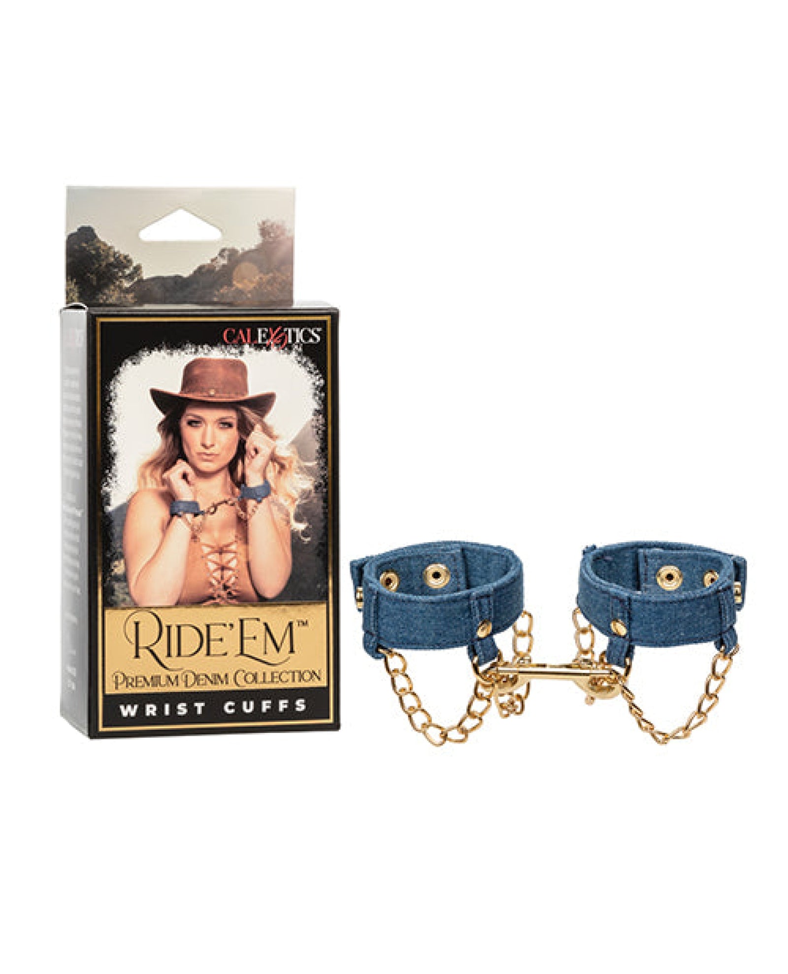 Ride 'em Premium Denim Collection Wrist Cuffs California Exotic Novelties