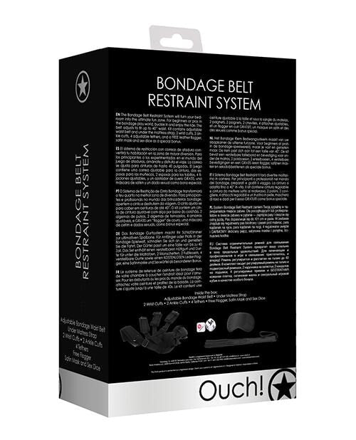 Shots Ouch Bondage Belt Restraint System - Black Shots