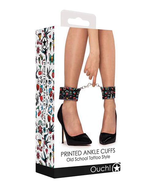 Shots Ouch Old School Tattoo Style Printed Ankle Cuffs- Black Shots