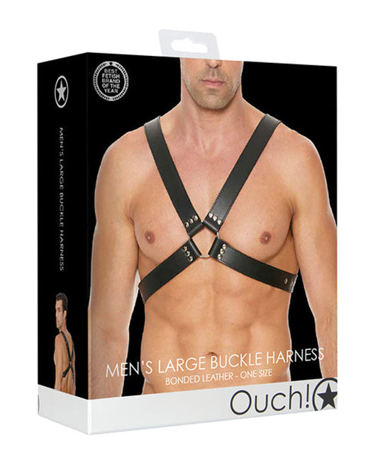 Shots Ouch Men's Large Buckle Harness - Black Shots 1657