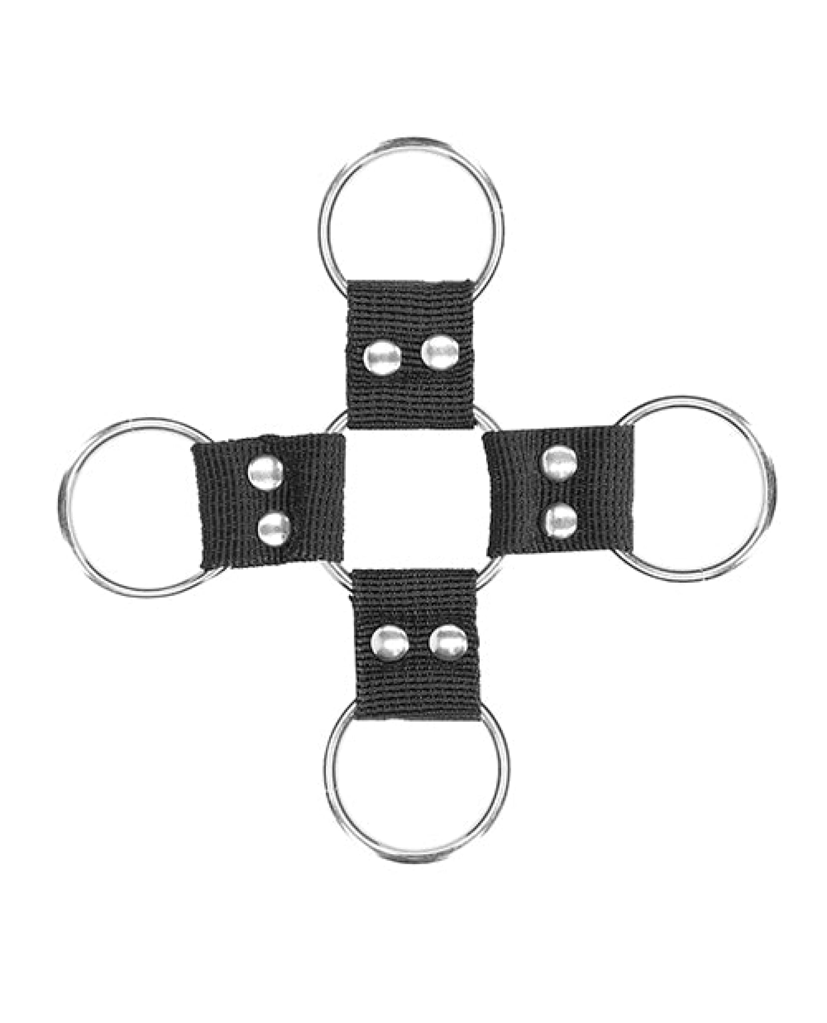 Shots Ouch Black & White Velcro Hogtie W-hand & Ankle Cuffs - Black Shots