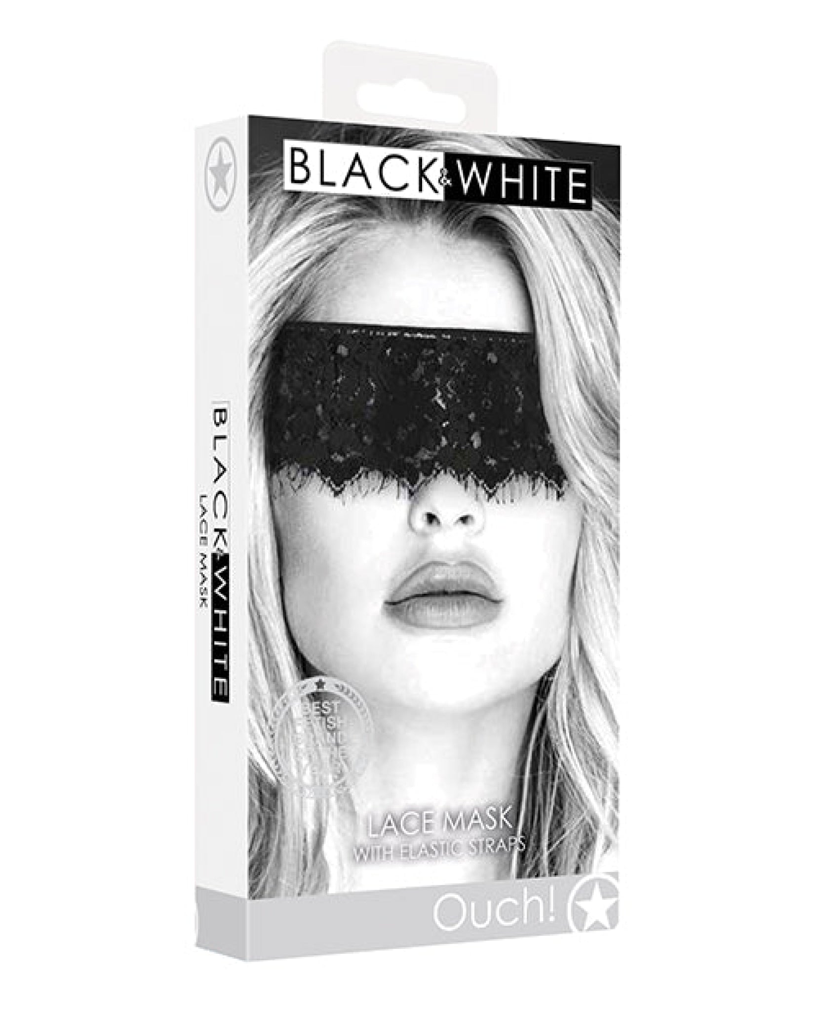 Shots Ouch Black & White Lace Mask W-elastic Straps - Black Shots
