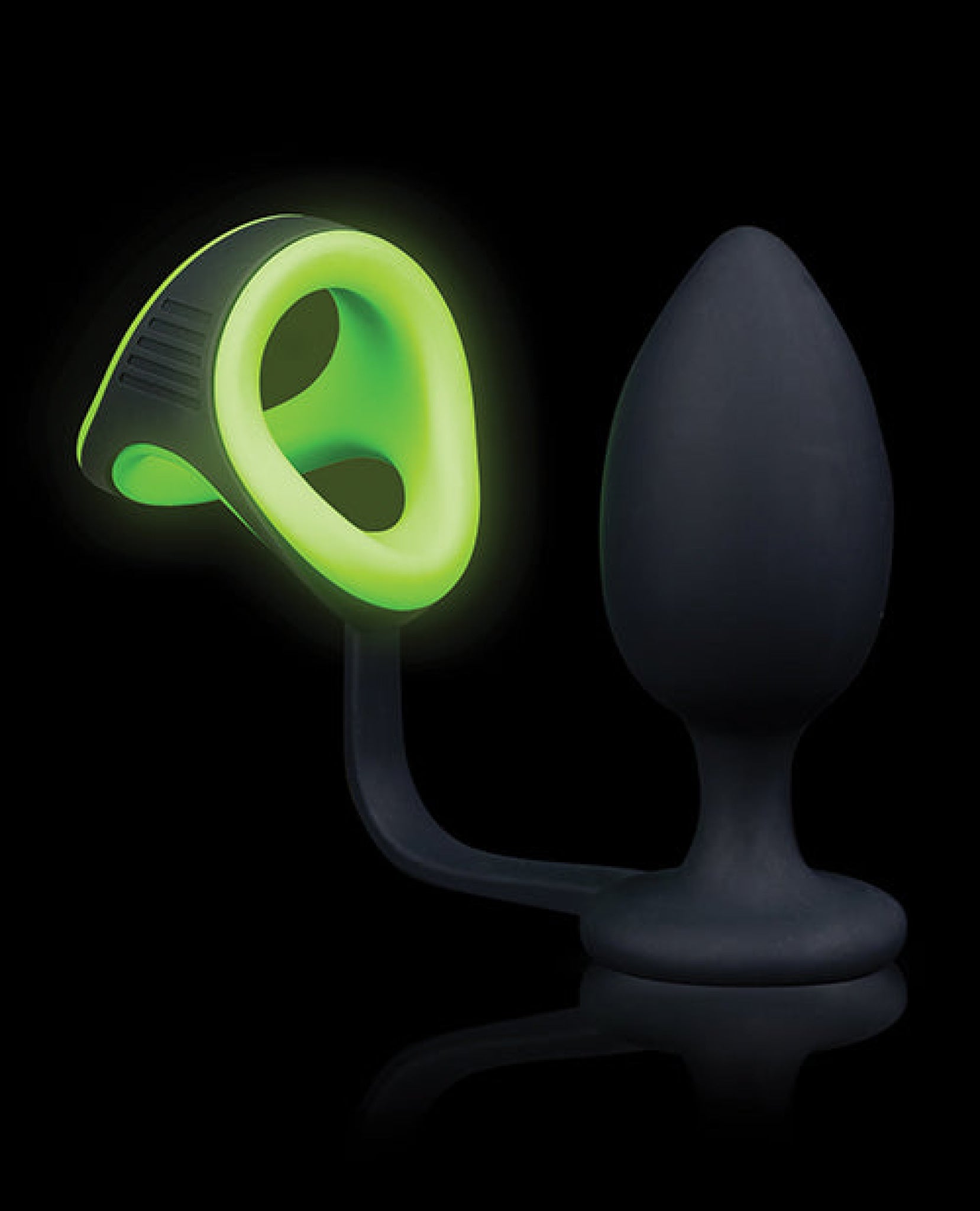 Shots Ouch Butt Plug W-cock Ring & Ball Strap - Glow In The Dark Shots