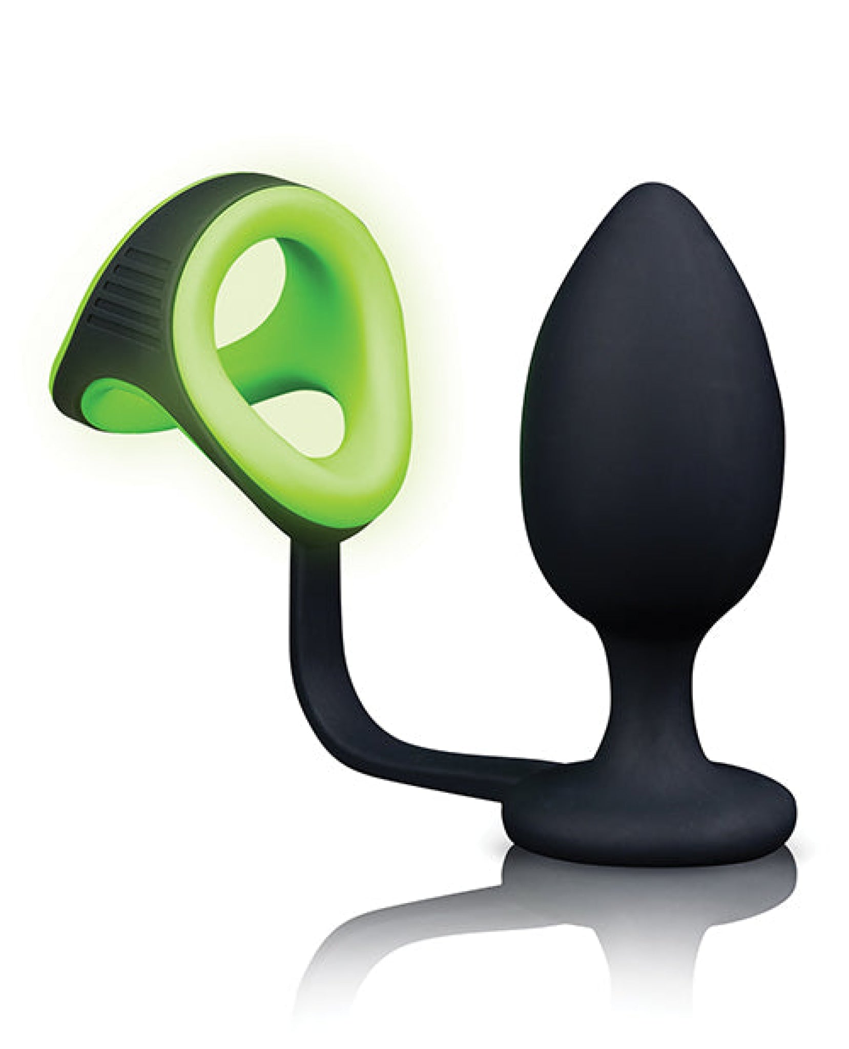 Shots Ouch Butt Plug W-cock Ring & Ball Strap - Glow In The Dark Shots