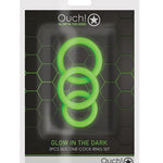 Shots Ouch 3 Pc Cock Ring Set - Glow In The Dark Shots America LLC