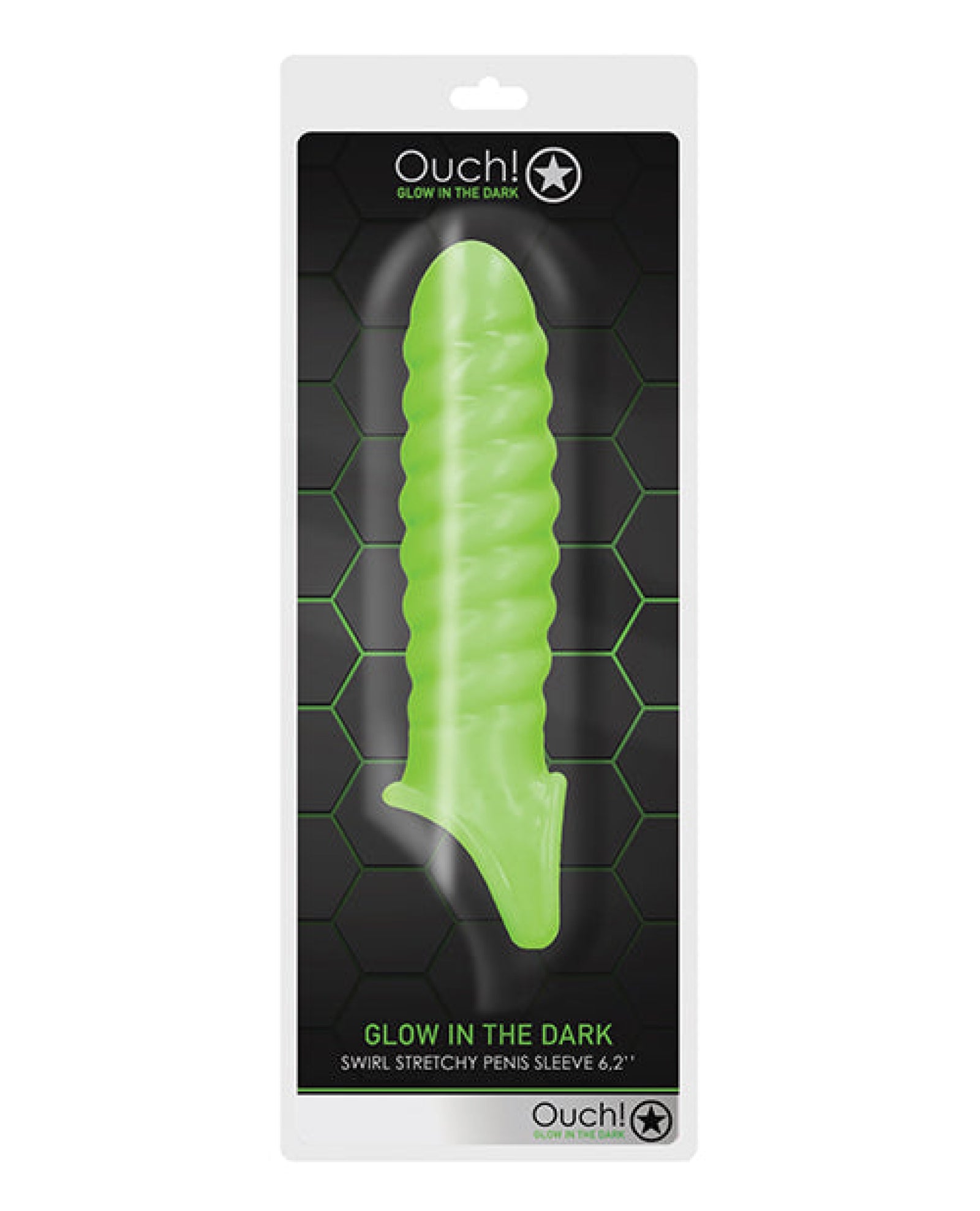 Shots Ouch Swirl Stretchy Penis Sleeve - Glow In The Dark Shots