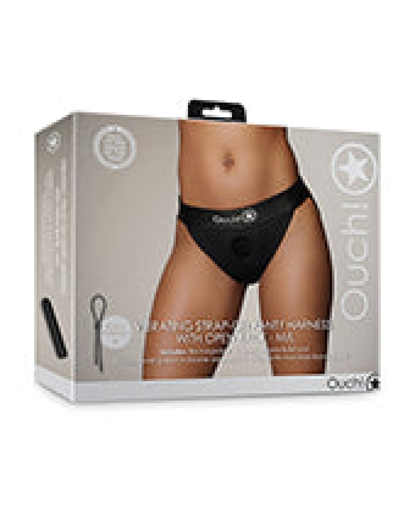 Shots Ouch Vibrating Strap On Panty Harness W/open Back - Black Shots