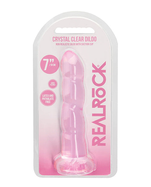 Shots Realrock Crystal Clear Non Realistic 7" Dildo  - Pink Shots 1657
