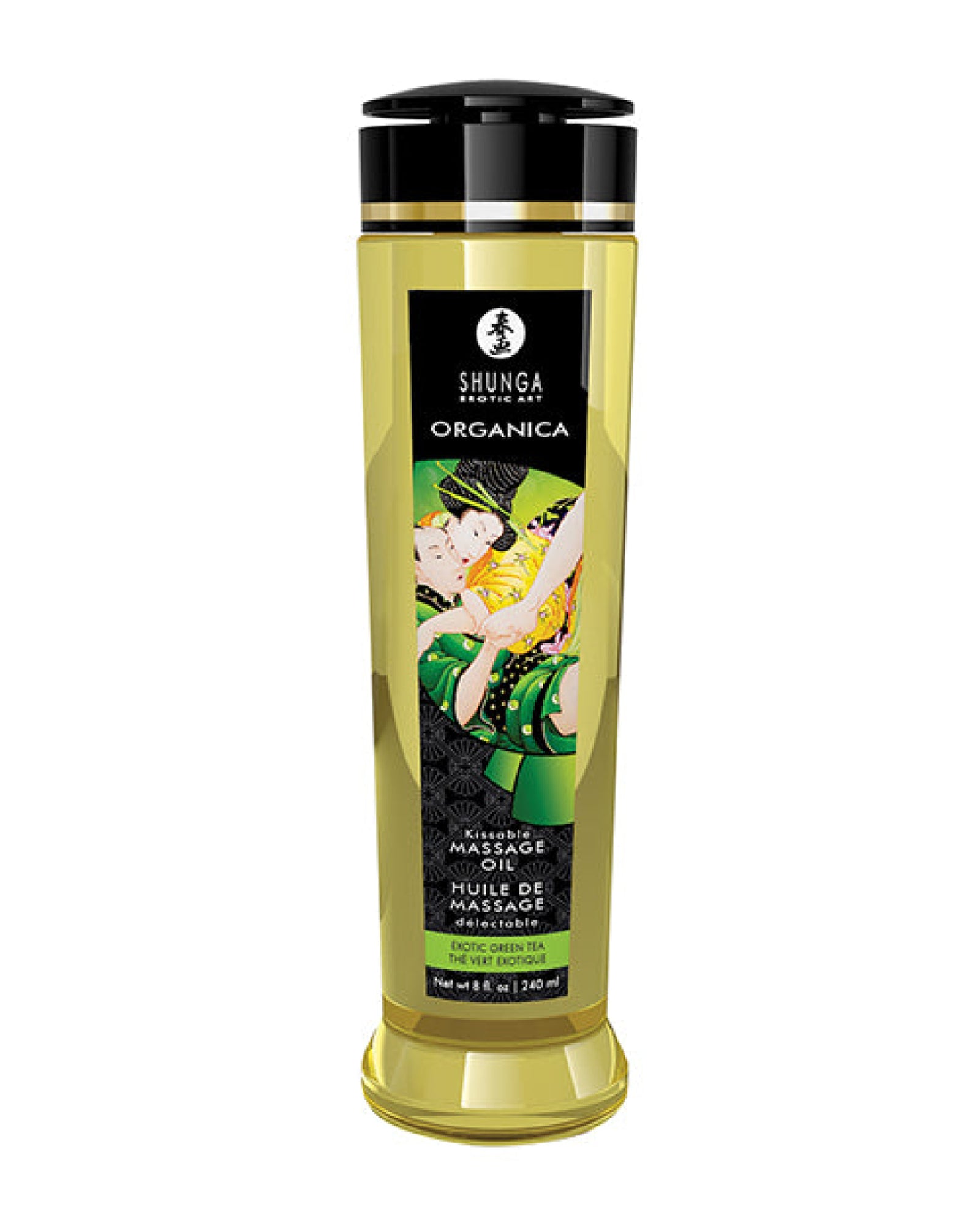 Shunga Organic Kissable Massage Oil - 8 Oz Exotic Green Tea Shunga