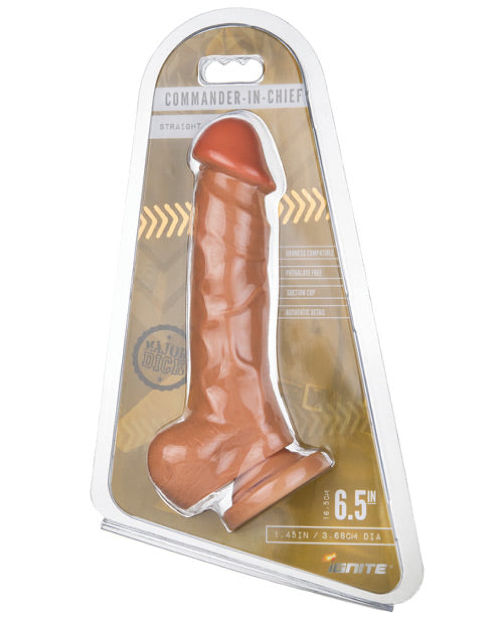 Major Dick Straight W/balls & Suction Cup Commander In Chief Si Novelties