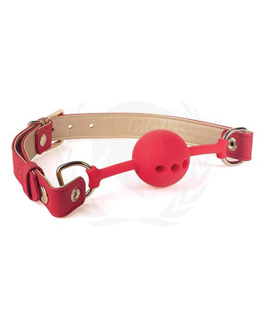 Spartacus Silicone Ball Gag W-red Gold Pu Straps - 46 Mm Spartacus 1657
