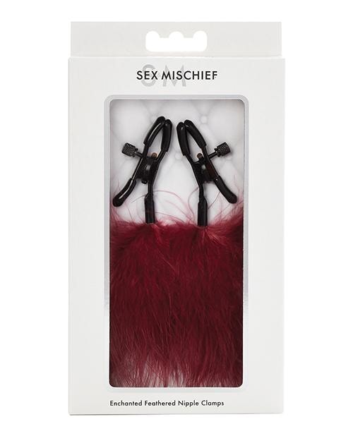 Sex & Mischief Enchanted Feather Nipple Clamps - Burgundy Sex & Mischief