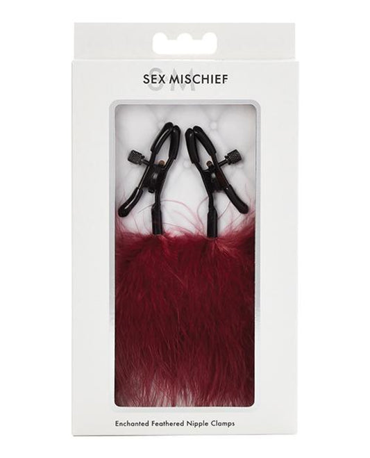 Sex & Mischief Enchanted Feather Nipple Clamps - Burgundy Sex & Mischief 1657