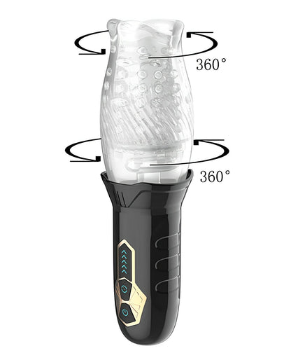 Male Rose Cyclone Spinning Masturbator - Black Secwell