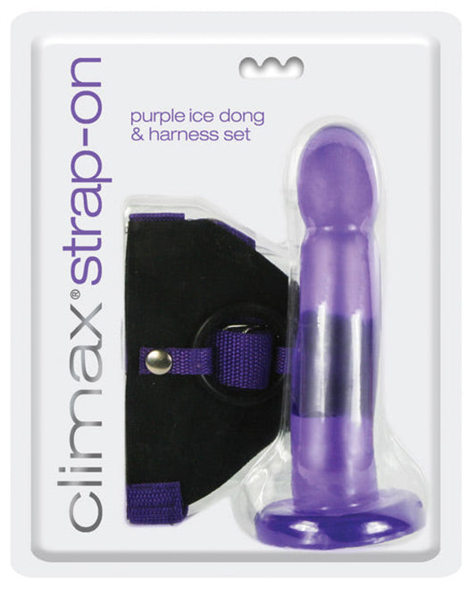 Climax Strap On Purple Ice Dong & Harness Set Topco 500