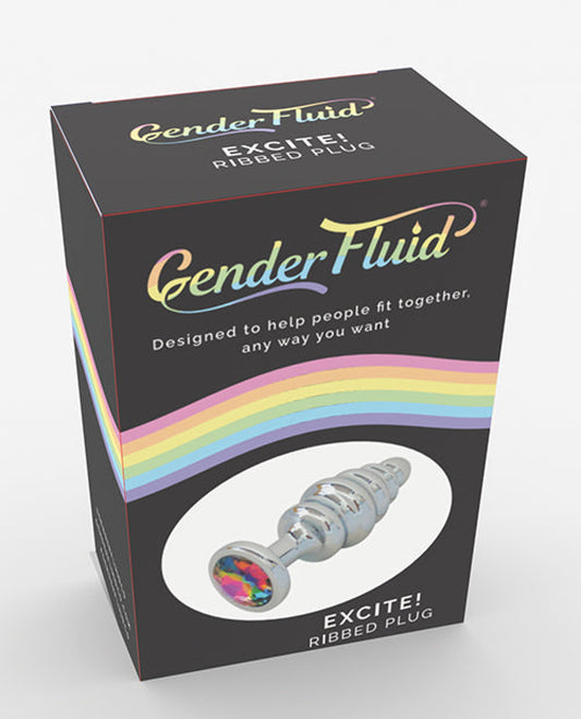 Gender Fluid Excite! Ribbed Plug - Silver Gender Fluid 1657