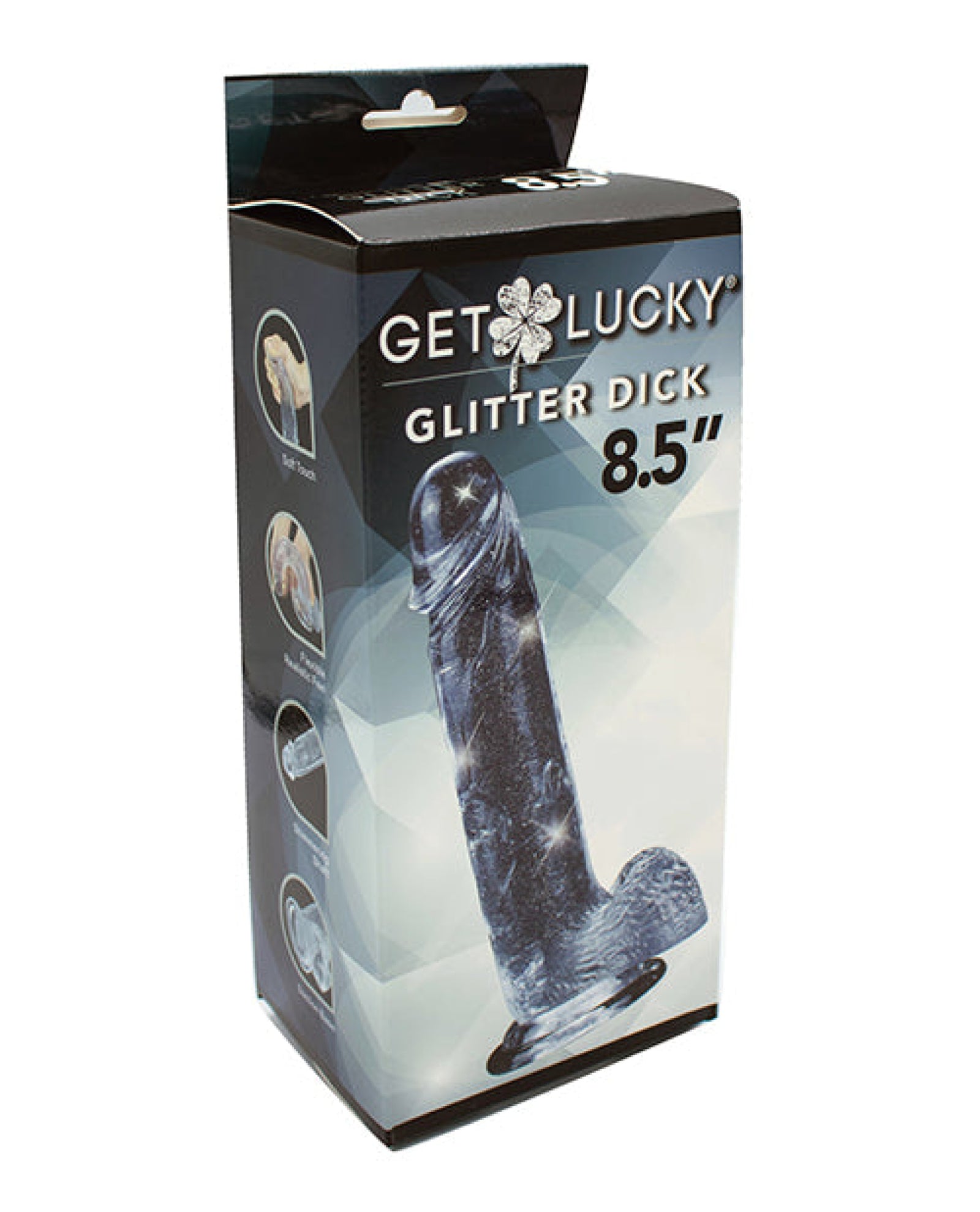 Get Lucky 8.5" Real Skin Glitter Dick - Clear Get Lucky