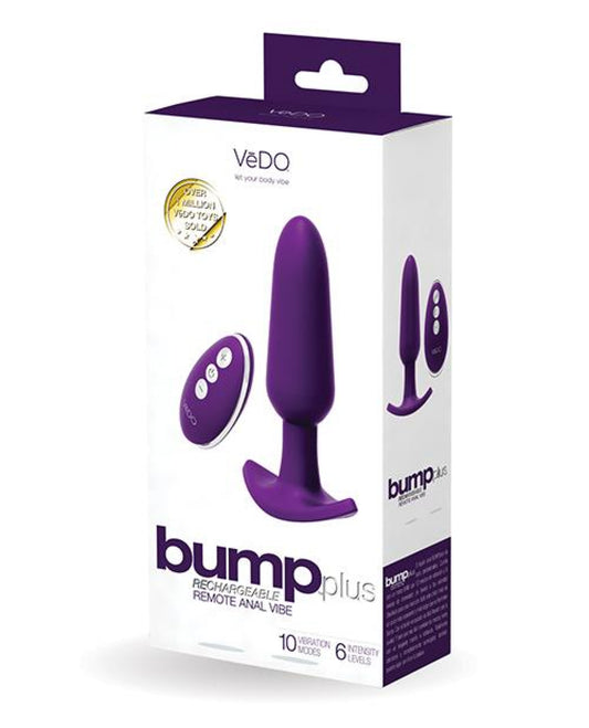 Vedo Bump Plus Rechargeable Remote Control Anal Vibe - Deep Purple VēDO 1657
